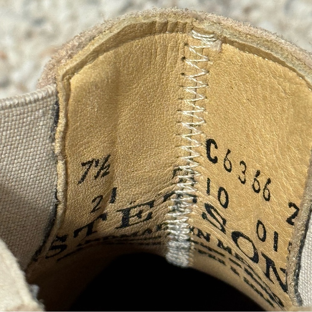 STETSON Short Western Boots Toasted Almond Suede Embroidered Chelsea Bootie - Picture 6 of 8
